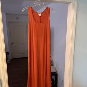 Burnt Orange Sleeveless floor length Maxi Dress